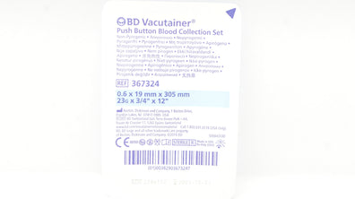 BD 367324 Vacutainer Push Button Blood Collection Set 23G x 3/4inch x 12inch